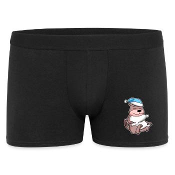 Weasel with pillow and sleepy cap - Men's Boxer Shorts - black - Front