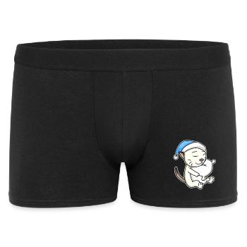 Dormir fatigué - Chat avec oreiller et bonnet somnolent - Boxer Homme - noir - Devant