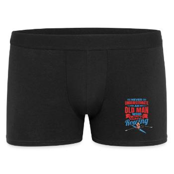 Never Underestimate An Old Rower - Männer Boxer Shorts - Schwarz - Vorne