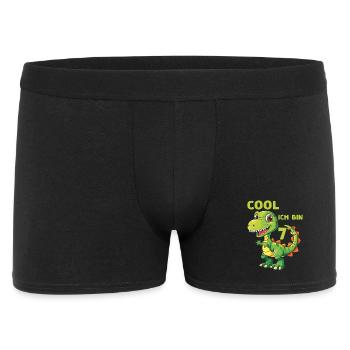 Dinosaurier 7 Geburtstag Dino 7 Jahre Spruch - Männer Boxer Shorts - Schwarz - Vorne