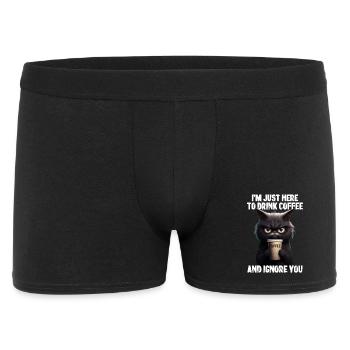 Grumpy Kitty Cat Coffee Morning Grouch Gift - Men's Boxer Shorts - black - Front
