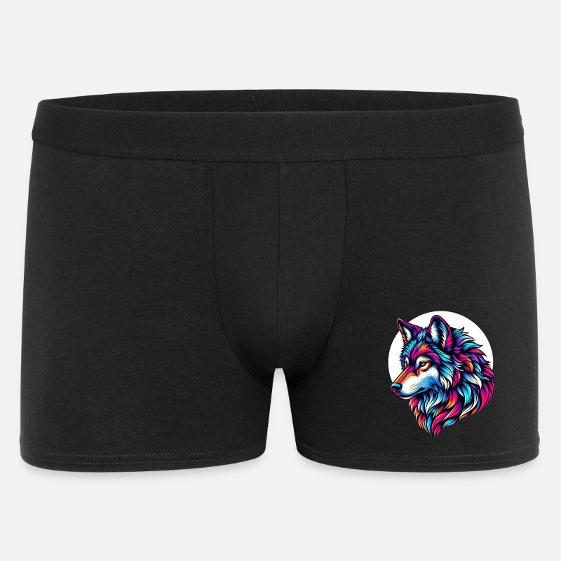 Wolf - Männer Boxer Shorts - Schwarz