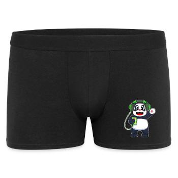 Panda Kopfhörer Musik - Männer Boxer Shorts - Schwarz - Vorne