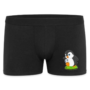Pinguin Fußballspieler Fußball - Männer Boxer Shorts - Schwarz - Vorne