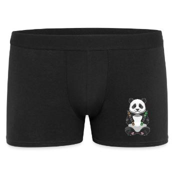 Panda Schüler Wachsmalstifte Schule - Männer Boxer Shorts - Schwarz - Vorne