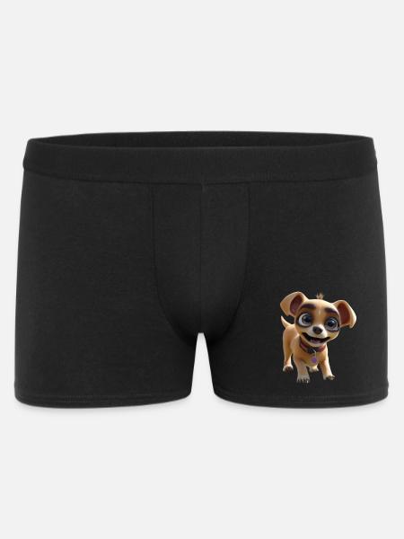 Chipper Pup Cartoon Tee - Men's Boxer Shorts - black
