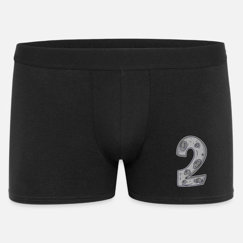 Zwei - 2 - Nummer Zahl Mond - Männer Boxer Shorts - Schwarz
