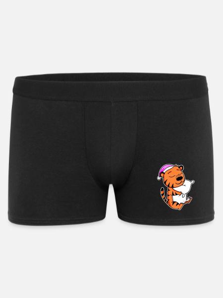 Tiger Müde Ausschlafen Schlafen Mädchen - Männer Boxer Shorts - Schwarz