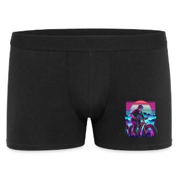 Synthwave Skeleton Biker Fatbike Retro Sunset - Men's Boxer Shorts - black - Front