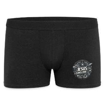 Jesus Loves You – Circle Design - Men's Boxer Shorts - black - Front