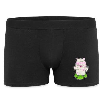 Schwein Halloween Mumie - Männer Boxer Shorts - Schwarz - Vorne