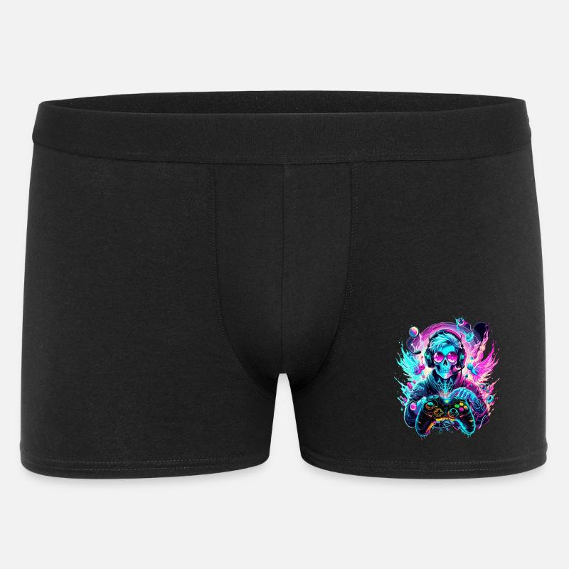 Synthwave Skull Gaming Controller Art - Men's Boxer Shorts - black