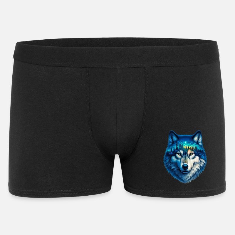 Wolf - Männer Boxer Shorts - Schwarz