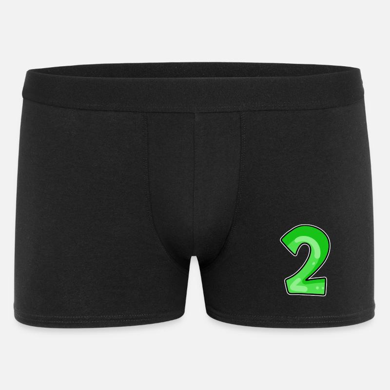 Zwei - 2 - Nummer Zahl - Männer Boxer Shorts - Schwarz