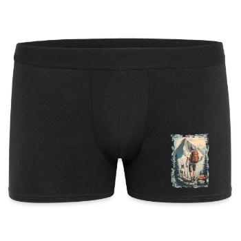 Hikers in the mountains with a dog | Illustration - Men's Boxer Shorts - black - Front