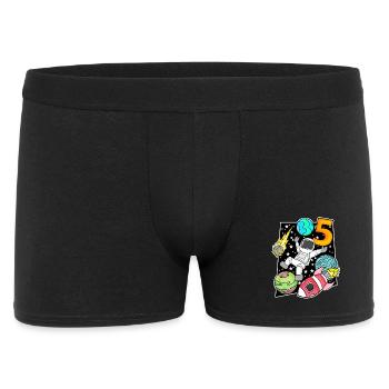5. Geburtstag Junge -Astronaut Rakete - Männer Boxer Shorts - Schwarz - Vorne