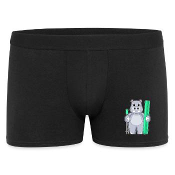 Nilpferd Skifahrer Ski Wintersport - Männer Boxer Shorts - Schwarz - Vorne