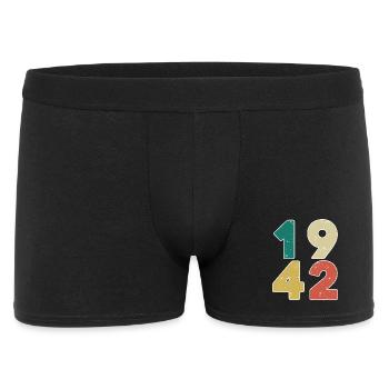 1942 - Jahrgang 1942 - Baujahr 1942 - Männer Boxer Shorts - Schwarz - Vorne