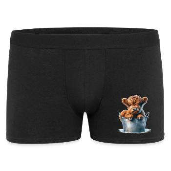 Highland Calf Cuteness - Baby Hochlandrind - Männer Boxer Shorts - Schwarz - Vorne