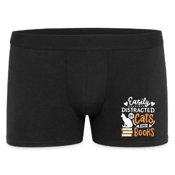 Katzen und Buchliebhaber - Männer Boxer Shorts - Schwarz - Vorne