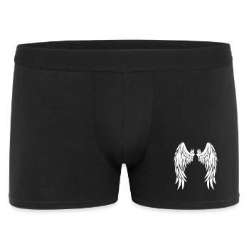 White angel wings on the back - Men's Boxer Shorts - black - Front