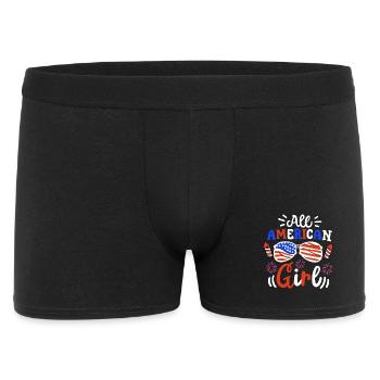 Amerika Girl Flagge 4. Juli - Männer Boxer Shorts - Schwarz - Vorne