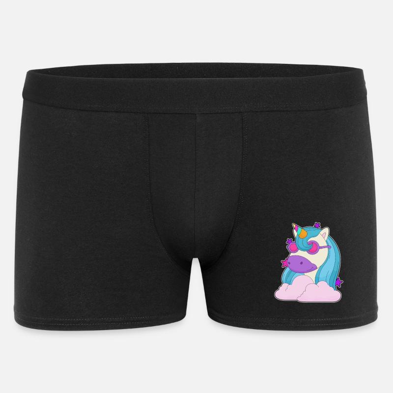 Einhorn Wolken - Männer Boxer Shorts - Schwarz