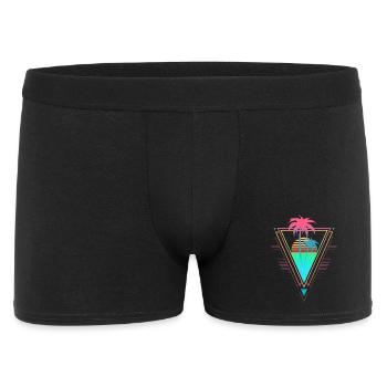 Palmen Vaporwave Synthwave 90er 80er sunset - Männer Boxer Shorts - Schwarz - Vorne