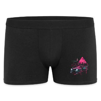 Synthwave Retro Auto Stadt Vaporwave 80er 90er - Männer Boxer Shorts - Schwarz - Vorne