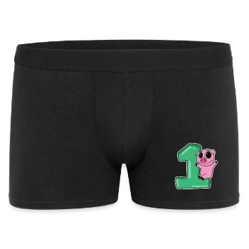 1 year old - school enrollment - pig motif - Men's Boxer Shorts - black - Front