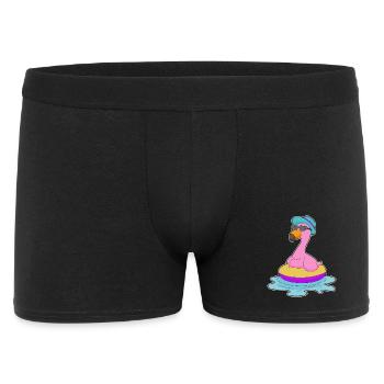 Flamingo Schwimmen Schwimmring Sommer - Männer Boxer Shorts - Schwarz - Vorne