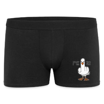 Stinkefinger Huhn Spruch - Männer Boxer Shorts - Schwarz - Vorne
