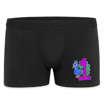 Number 1 Number One - Blue Peacock Motif - Men's Boxer Shorts - black - Front