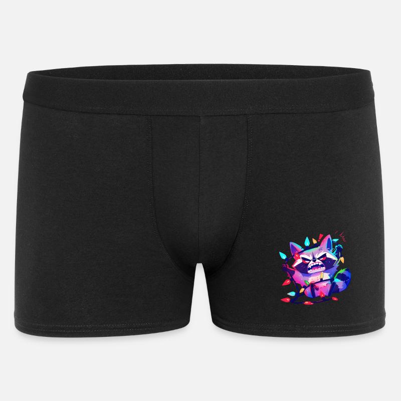 Lichterkette Lustiger Waschbär Weihnachtsbaum - Männer Boxer Shorts - Schwarz