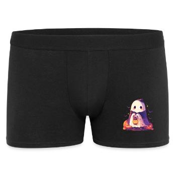 Halloween Gespenst Geist Kürbis Laterne Geschenk - Männer Boxer Shorts - Schwarz - Vorne