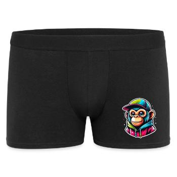 Affe Hoodie Cap - Männer Boxer Shorts - Schwarz - Vorne