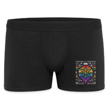 Christmas Ornament Knitting Pattern Rainbow LGBTQ+ - Men's Boxer Shorts - black - Front