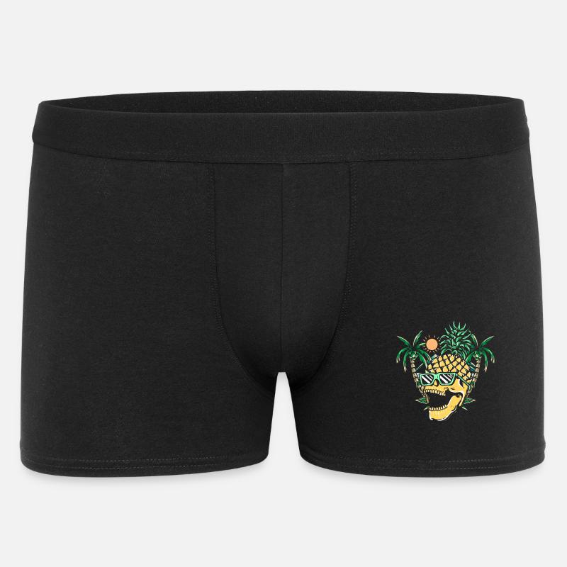 Funny pineapple skull - Männer Boxer Shorts - Schwarz