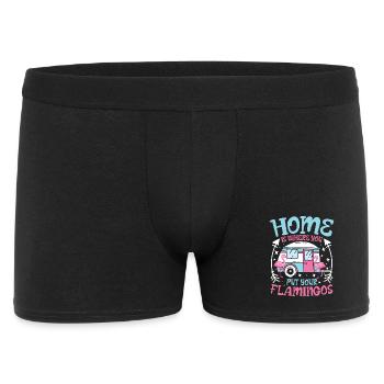 home is where you put your flamingos - Männer Boxer Shorts - Schwarz - Vorne