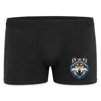 Wolf - Männer Boxer Shorts - Schwarz - Vorne
