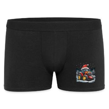 Traktor Weihnachtsmütze Bauer Weihnachten Landwirt - Männer Boxer Shorts - Schwarz - Vorne