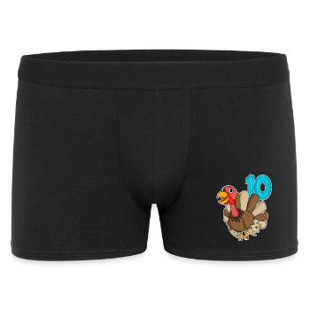 10. Geburtstag Motiv Truthahn - zehn - 10 Jahre - Männer Boxer Shorts - Schwarz - Vorne