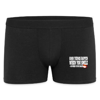 Good Things Happen When You Smile Or Naked - Männer Boxer Shorts - Schwarz - Vorne