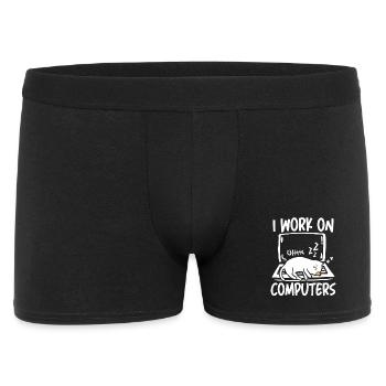 I work on computers - Männer Boxer Shorts - Schwarz - Vorne