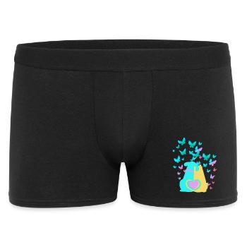Frühling Hund Katze Herz - Männer Boxer Shorts - Schwarz - Vorne
