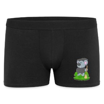 Maus Hexe Besen - Männer Boxer Shorts - Schwarz - Vorne