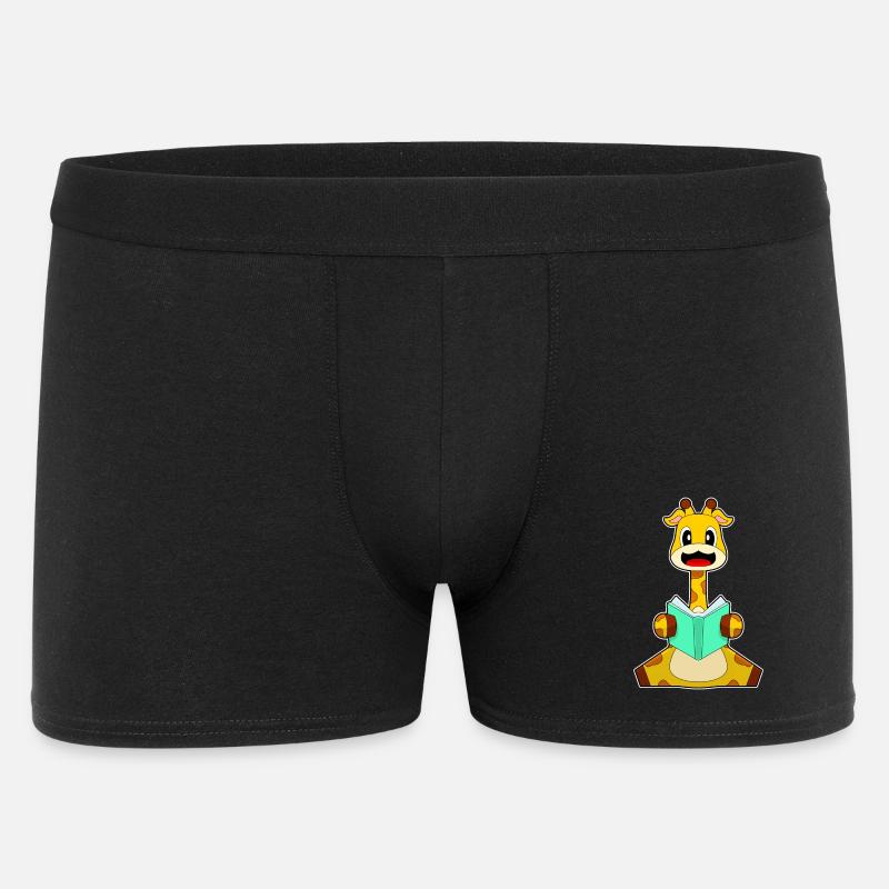 Giraffe Nerd Buch - Männer Boxer Shorts - Schwarz