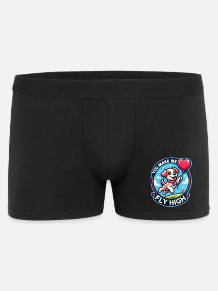 Flying dog with heart balloon - Men's Boxer Shorts - black