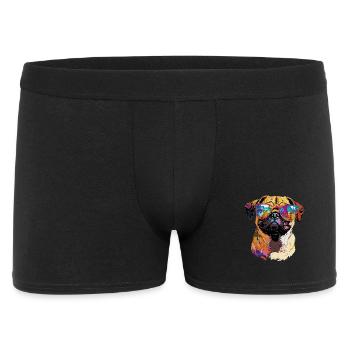 Mops Beige Hunde Liebe Carlin Kleiner Süßer Mops - Männer Boxer Shorts - Schwarz - Vorne