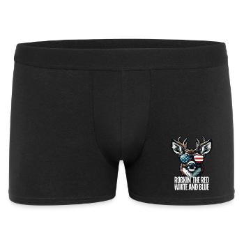 4 juillet cerf tenue patriotique drapeau des États-Unis - Boxer Homme - noir - Devant